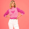 Valentine's Day love peach round neck pullover knitted sweater