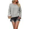 Round neck flared sleeves solid color round neck women's sweater