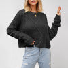 Women's Fried Dough Twists Cord Knit Loose Thick Needle Pullover Sweater