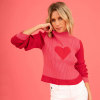 Valentine's Day love peach round neck pullover knitted sweater
