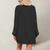 V-neck Fried Dough Twists long sleeve loose casual sweater coat